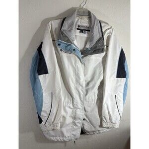 Columbia Woman’s Core White Blue Interchange Coat Zipped Pockets Large